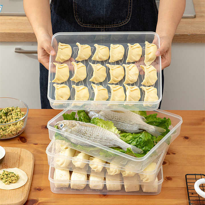 Stackable Food Storage Container - Fridge Organizer Box with Lid