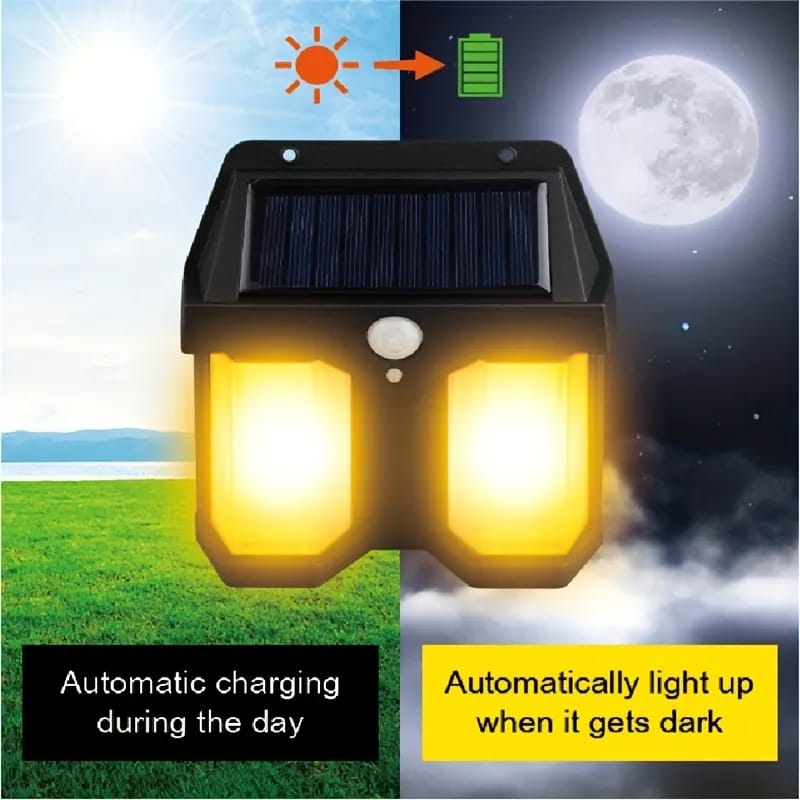 Solar Sensor Light automatically charges during the day and lights up automatically at night