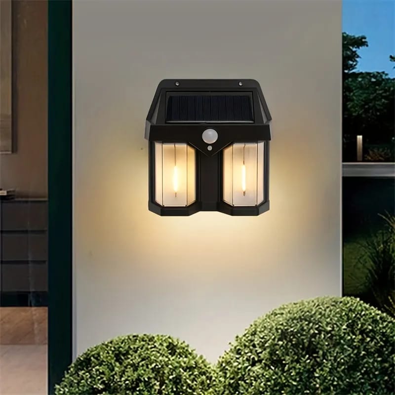 Solar Sensor Light placed on the outdoor wall
