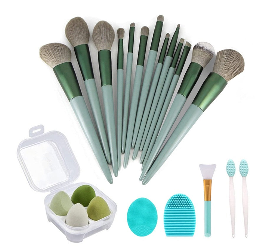 22Pcs Makeup Tools Set in green color