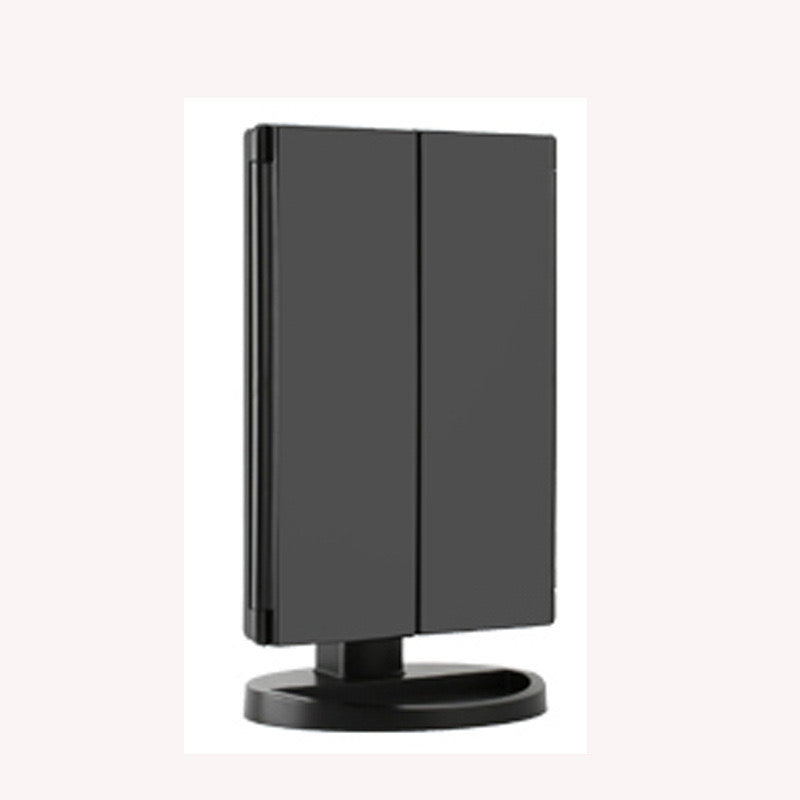 Tri-fold Makeup Mirror with LED Lights, with a black color