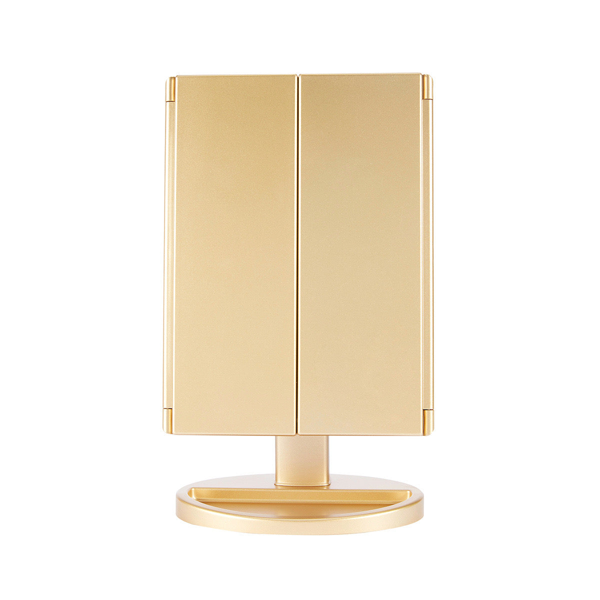  Tri-fold Makeup Mirror with LED Lights, with a gold color