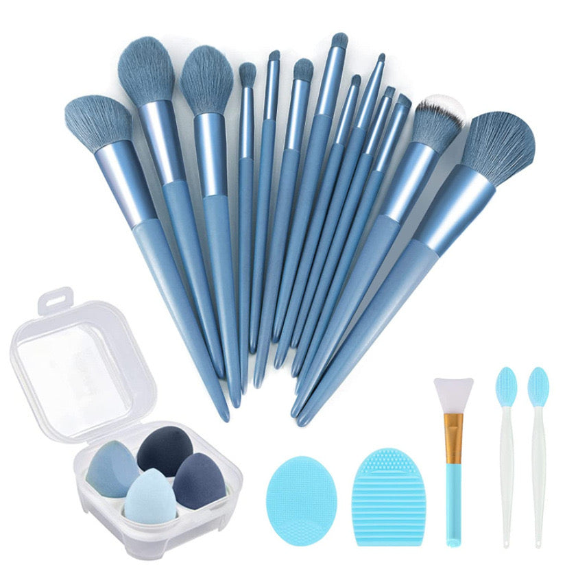 22Pcs Makeup Tools Set in blue color