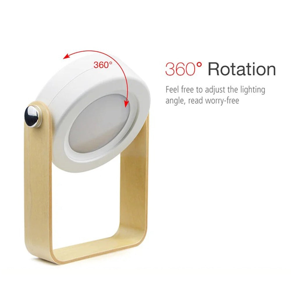 Retractable Table Lamp with USB Rechargeable showing 360 degree rotation functionality