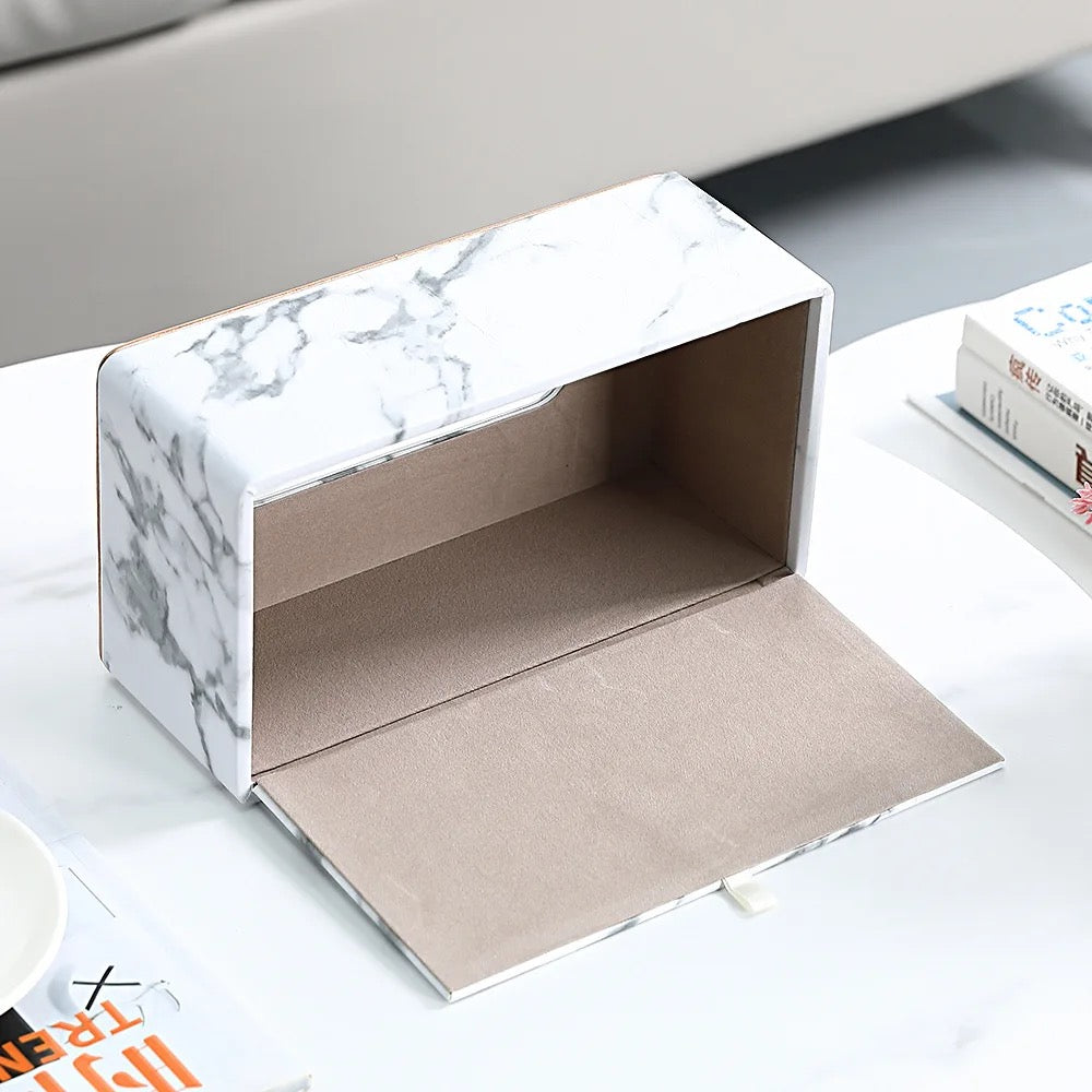 inside of Rectangular Tissue Box Holder placed on the table