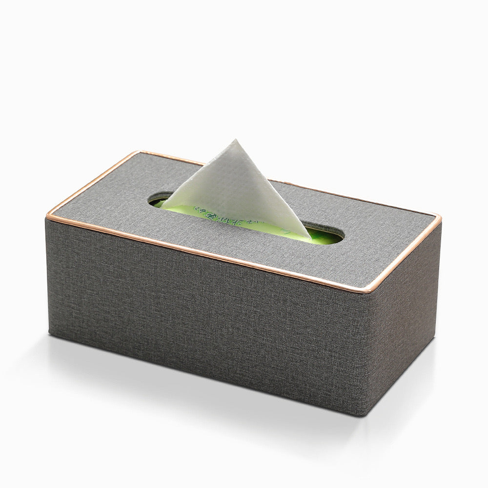 Rectangular Tissue Box Holder with gold border