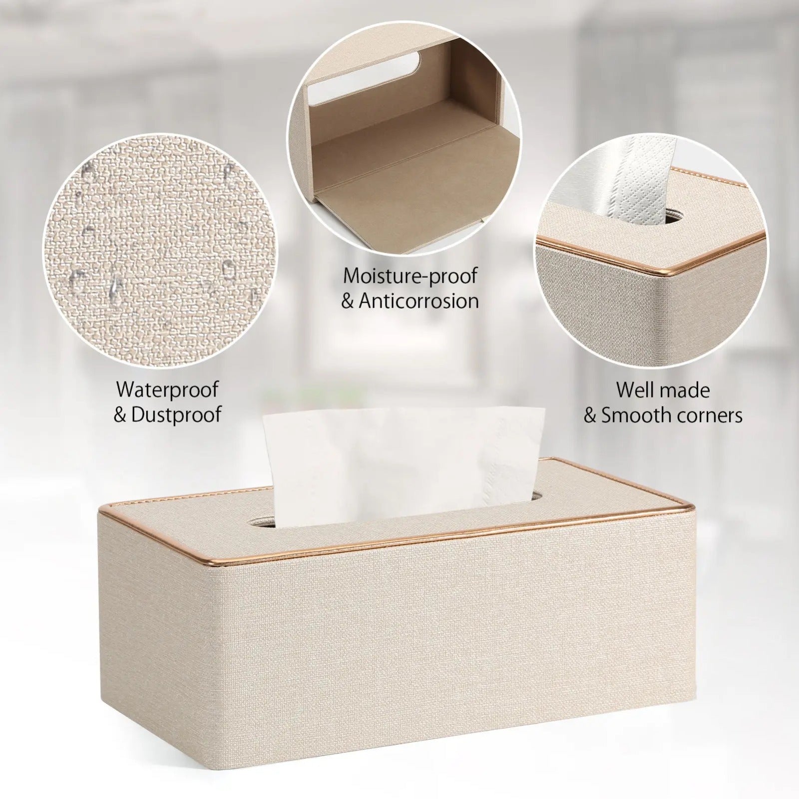 Rectangular Tissue Box Holder showcasing its features