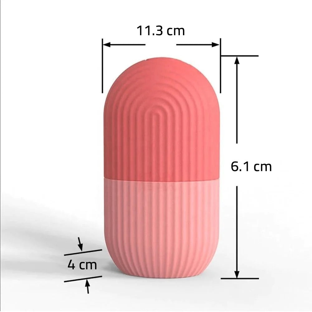 Silicone Ice Roller Massager in pink color with its size
