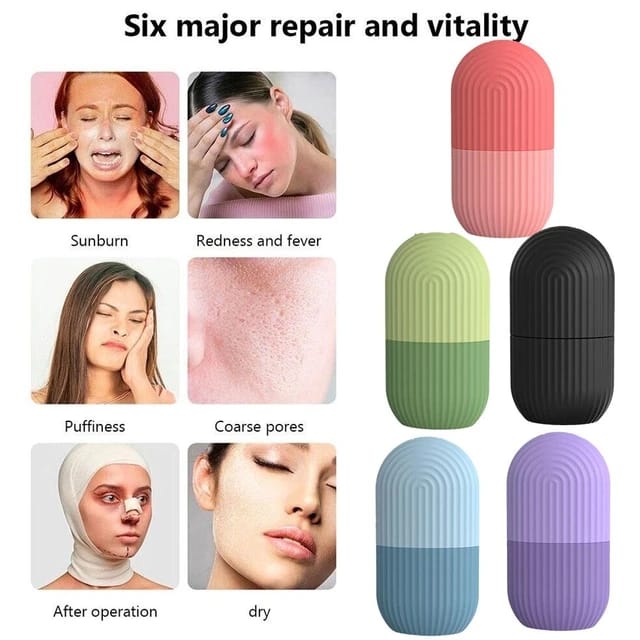 Silicone Ice Roller Massager - Reusable Ice Cube Holder, Skin Care Tool for Glowing Skin Silicone Ice Roller Massager - Reusable Ice Cube Holder, Skin Care Tool for Glowing Skin