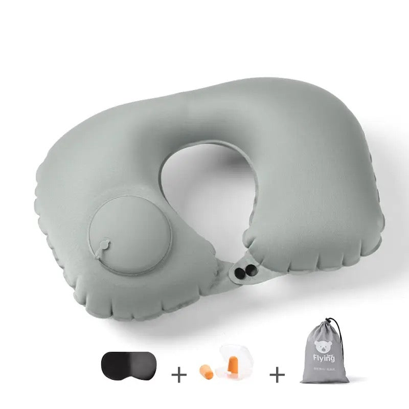 Inflatable U-Shape Travel Neck Pillow in gray color