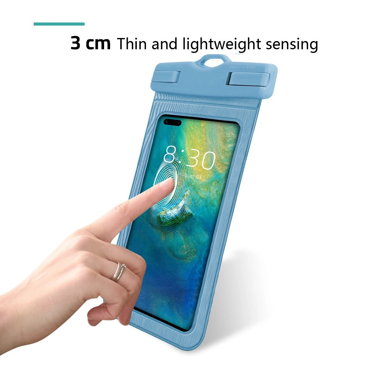 Someone using a phone inside the Universal Waterproof Phone Bag