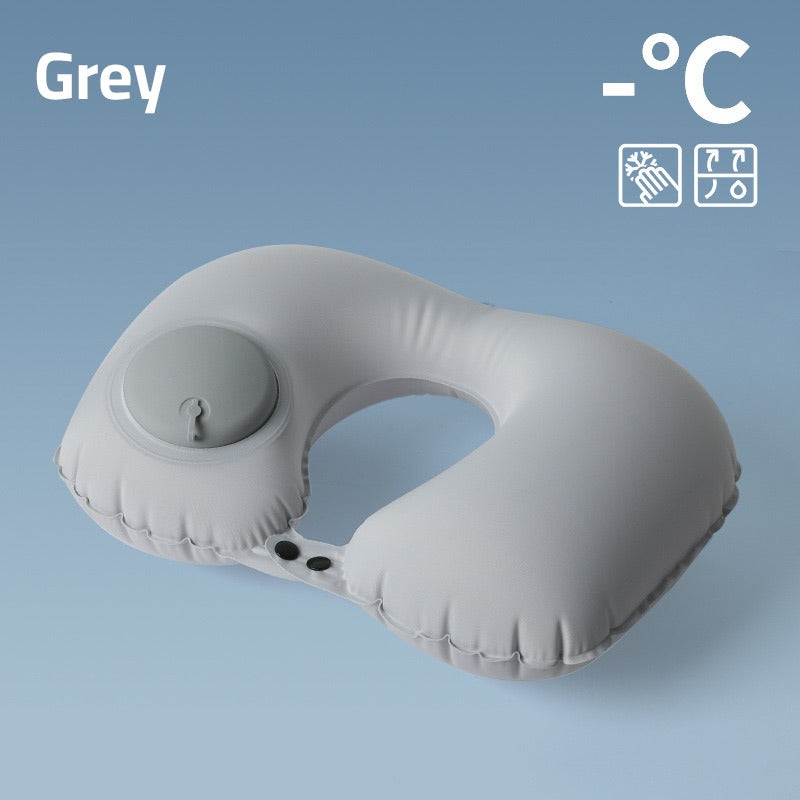 Inflatable U-Shape Travel Neck Pillow in gray color