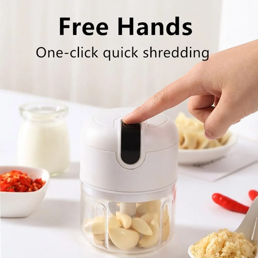 A person is ready to start using the Mini Electric Chopper Food Processor