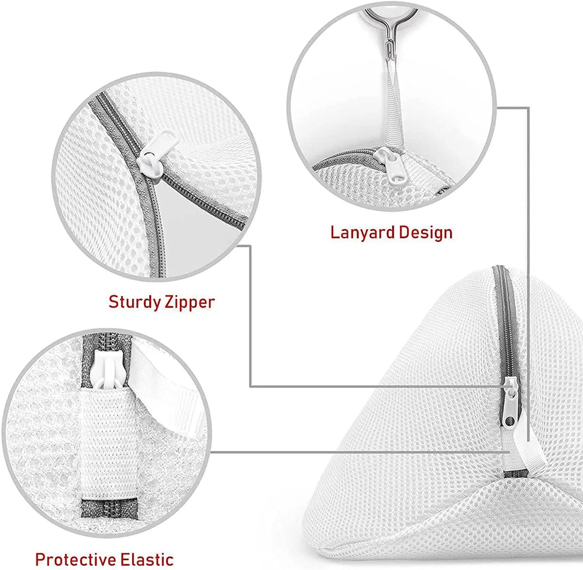  different sides of the Reusable Shoes Sneakers Washing Mesh Laundry Bag with Zip Closure