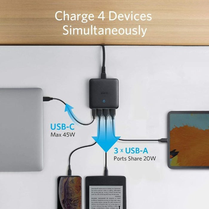 Charge 4 devices simultaneously with Anker PowerPort Atom 3 Slim 65W