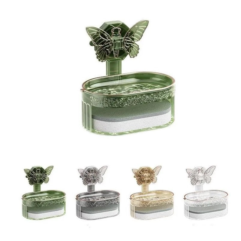 Double-Layer Butterfly Suction Cup Soap Box with Drainage, Sponge Holder Double-Layer Butterfly Suction Cup Soap Box with Drainage, Sponge Holder