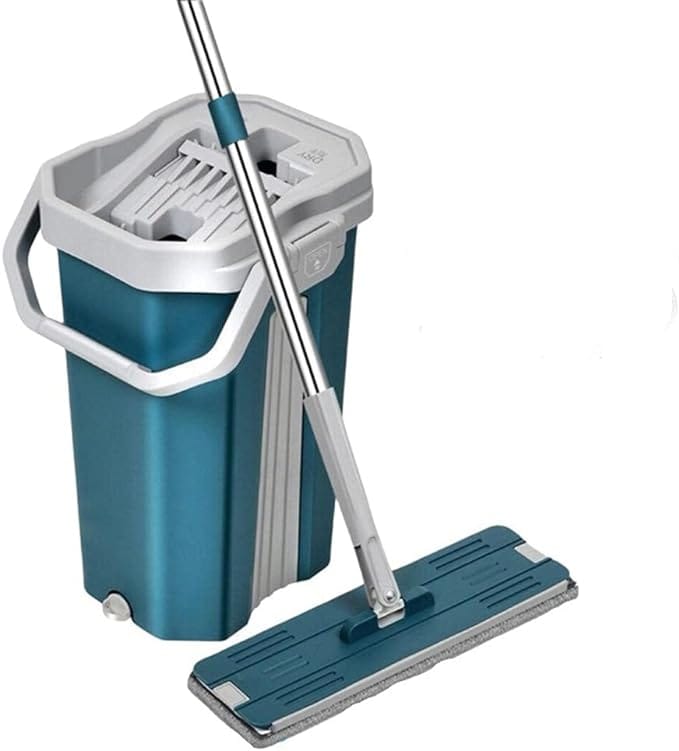 360° 2in1 Flat Mop - Self-Wash And Squeeze Dry Flat Mop With Bucket 2 Mop Pads