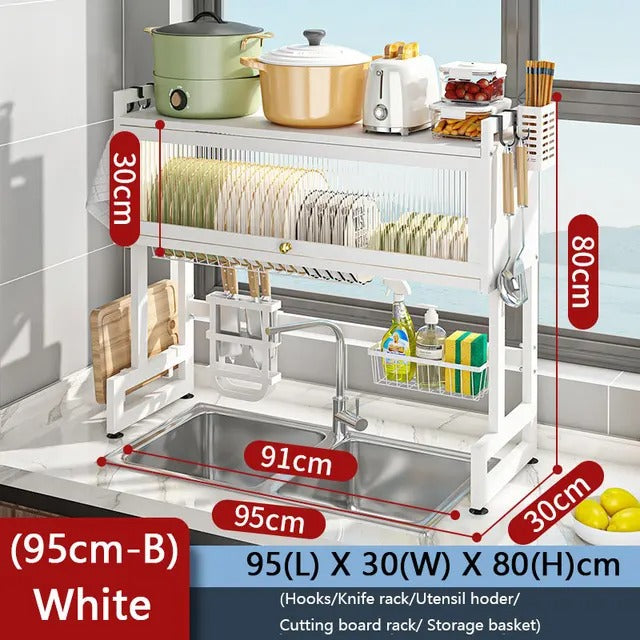 Rust-Resistant Sink Dish Drying Rack Kitchen Over Sink Storage Organ