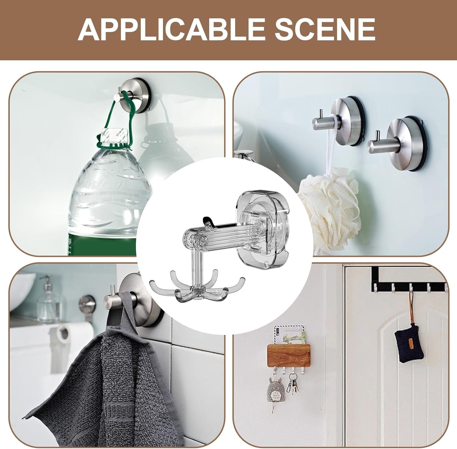 360° Rotatable Suction Cup Hook applicable anywhere in home to organize