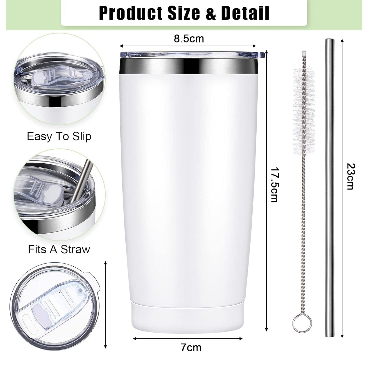 size of Stainless Steel Thermal Travel Mug