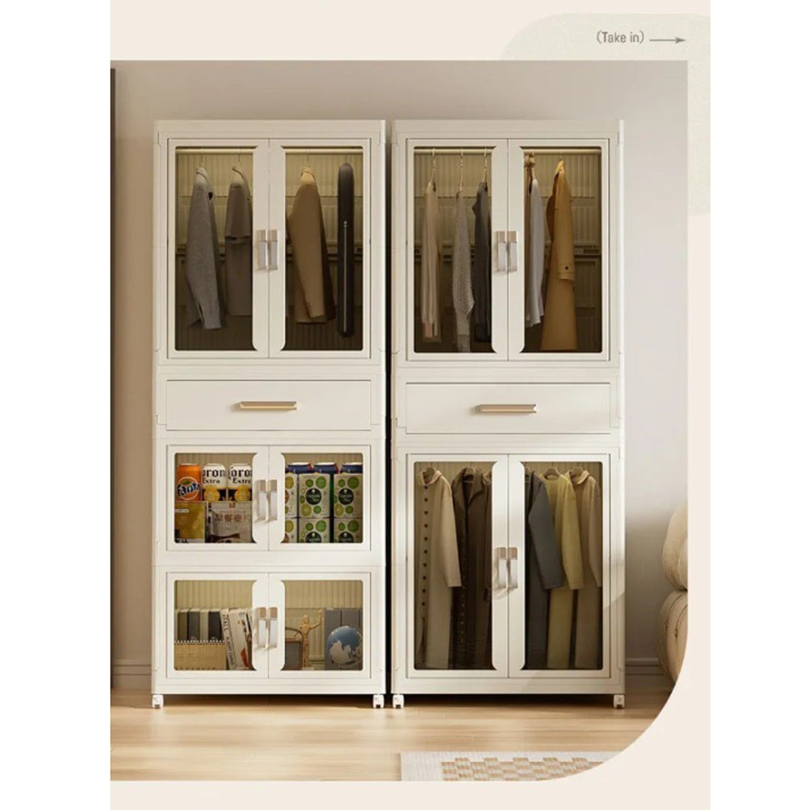 Foldable Wardrobe Cabinet - Clothes Storage Organizer Closet with Hanging Rod
