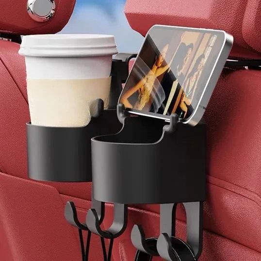 watching mobile in Car Seat Back Cup Holder with Hook