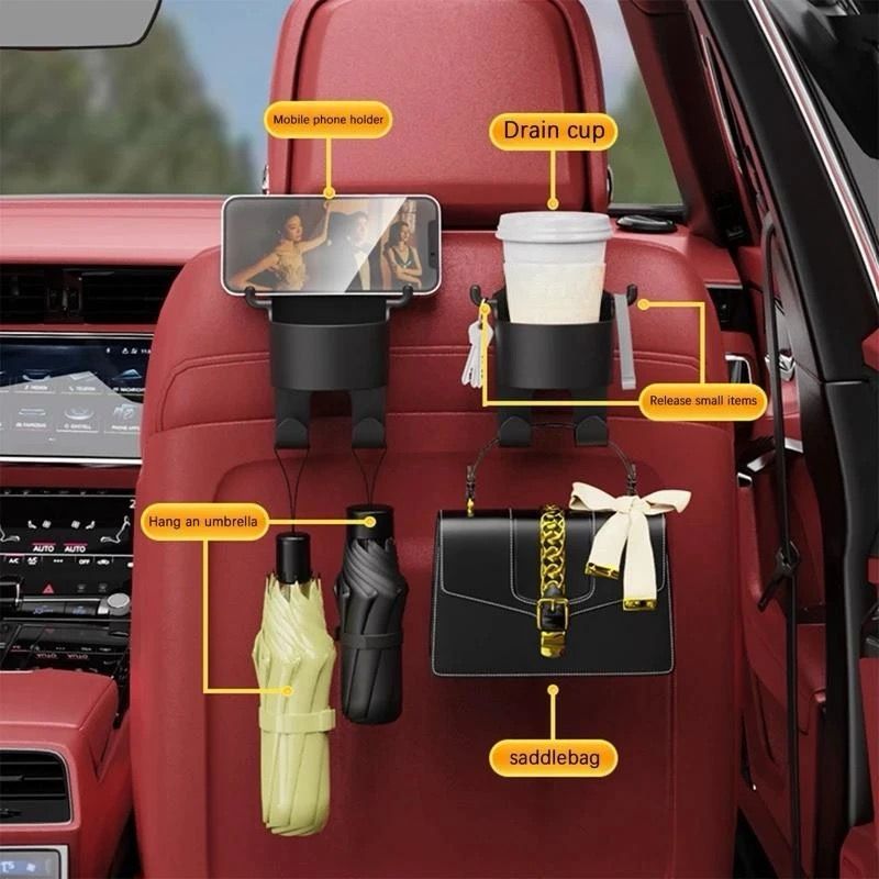 Car Seat Cup Holder with Hook - Multi-Functional Storage for Mobile Phones, Beverages, Water Cups Car Seat Cup Holder with Hook - Multi-Functional Storage for Mobile Phones, Beverages, Water Cups