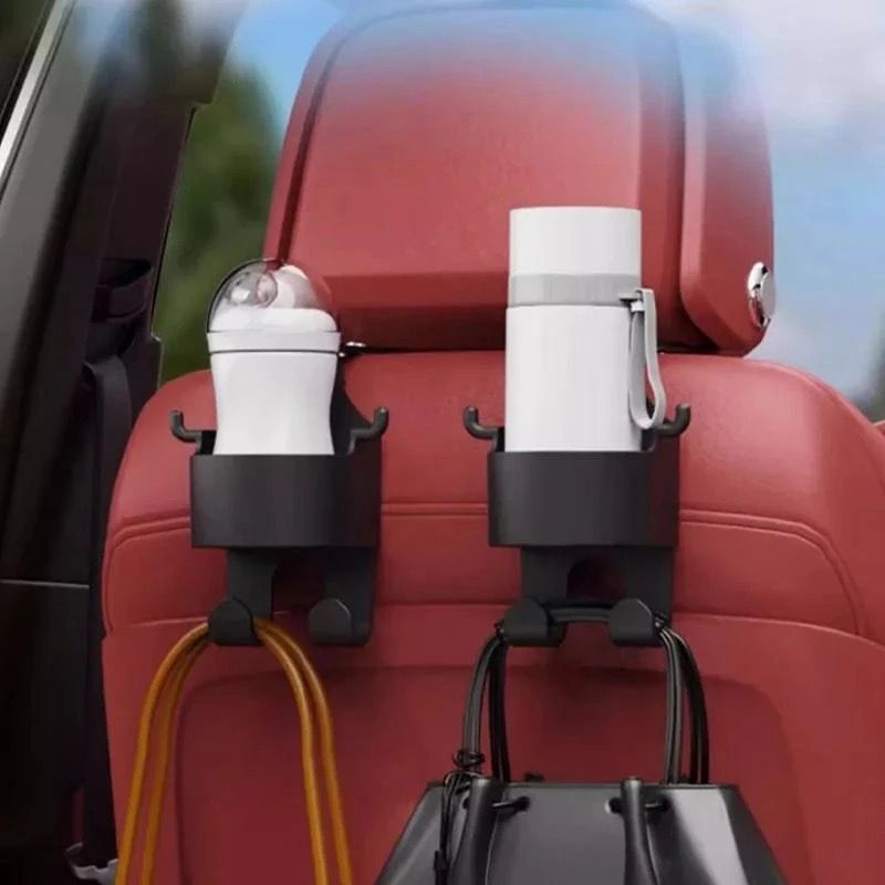 2 Car Seat Back Cup Holder with Hook fitted in car