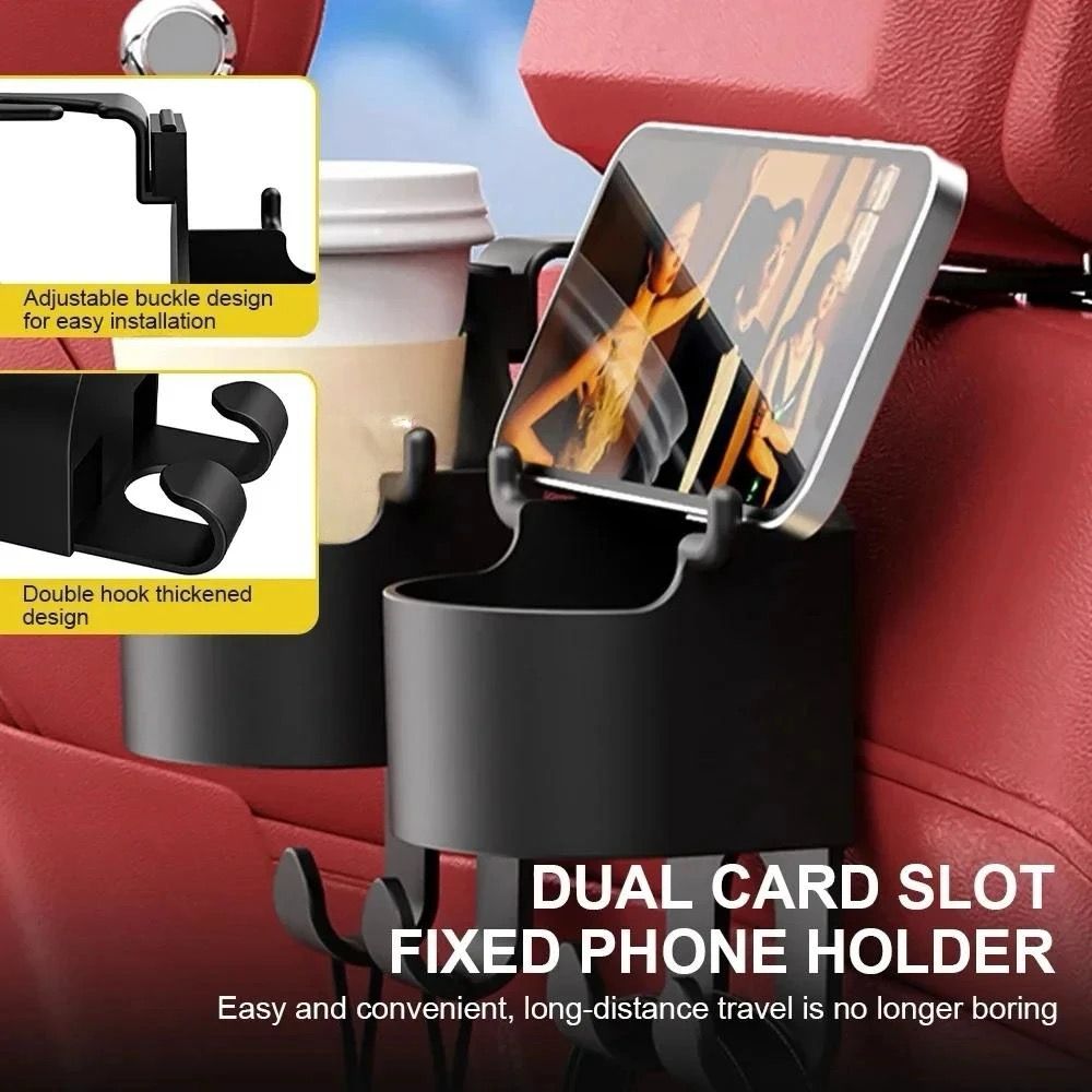 Car Seat Back Cup Holder with Hook as phone holder