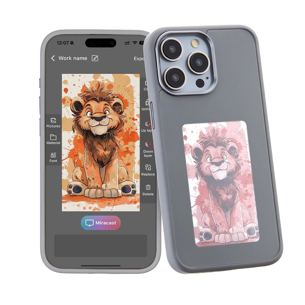 iPhone 15 Pro and 15 Pro Max Display Phone Case - E ink Case, NFC iPhone Case iPhone 15 Pro and 15 Pro Max Display Phone Case - E ink Case, NFC iPhone Case