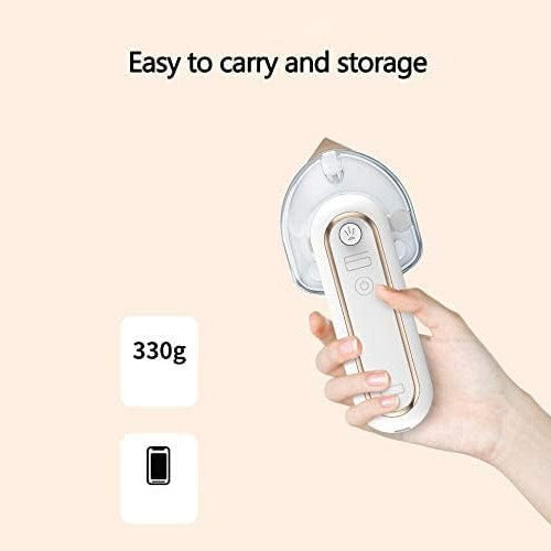 lady holding Cordless Mini Rechargeable Iron for Clothes