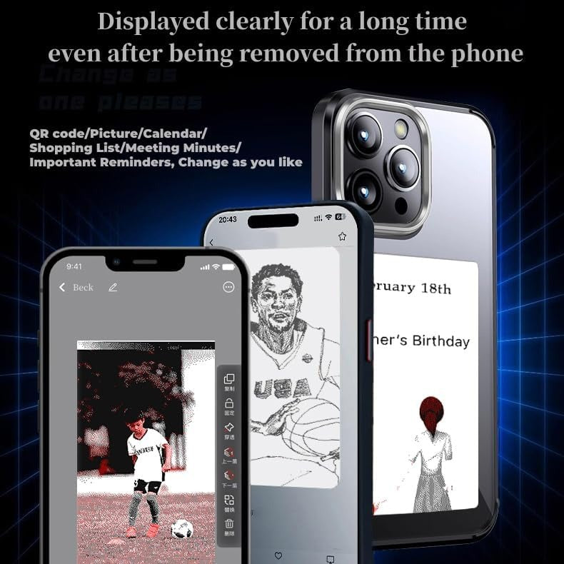 iPhone 15 Pro and 15 Pro Max Display Phone Case - E ink Case, NFC iPhone Case iPhone 15 Pro and 15 Pro Max Display Phone Case - E ink Case, NFC iPhone Case