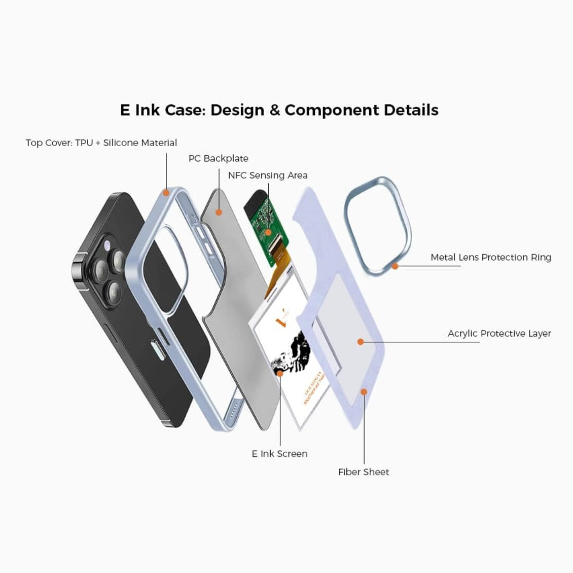 e ink case of 15 Pro and 15 Pro-max Display Phone Case 