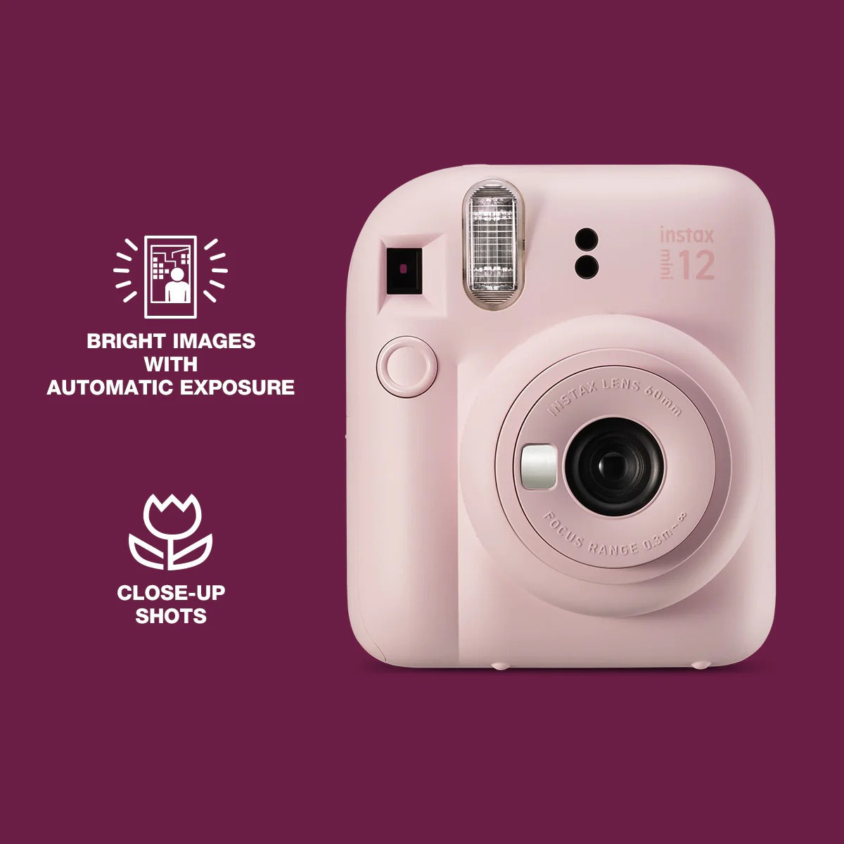 bright images with automatic exposure  Fujifilm Instax Mini 12 Camera 