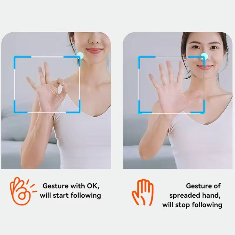 women showing gestures to Wireless 360° Auto Face Tracking Tripod