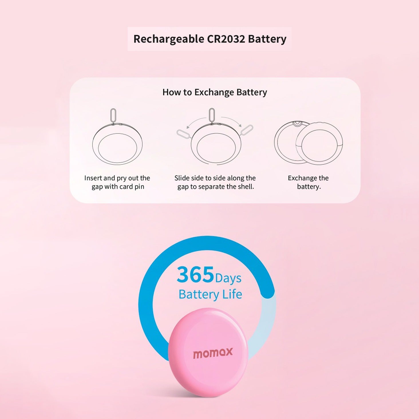 battery life of Pinpop Airtag Wireless Loctaion Tracker