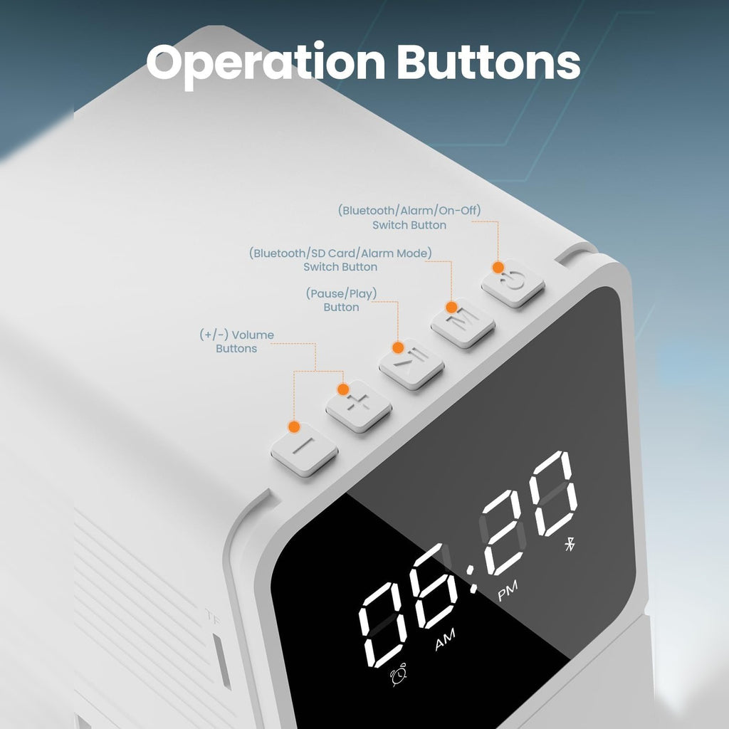 Moxedo Multi-function Desktop Charging Hub, Wireless Bluetooth Speaker, Alarm Clock Moxedo Multi-function Desktop Charging Hub, Wireless Bluetooth Speaker, Alarm Clock