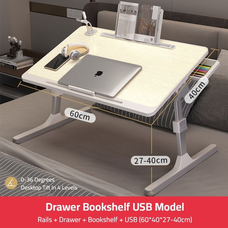 طاولة محمولة قابلة للتعديل للسرير - مكتب قابل للطي للكمبيوتر، الدراسة، القراءة، العمل