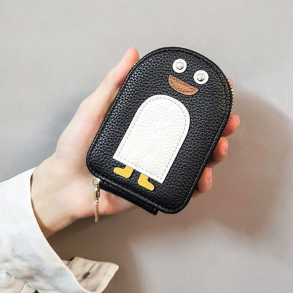 lady holding Cute Penguin Credit Card Coin Wallet