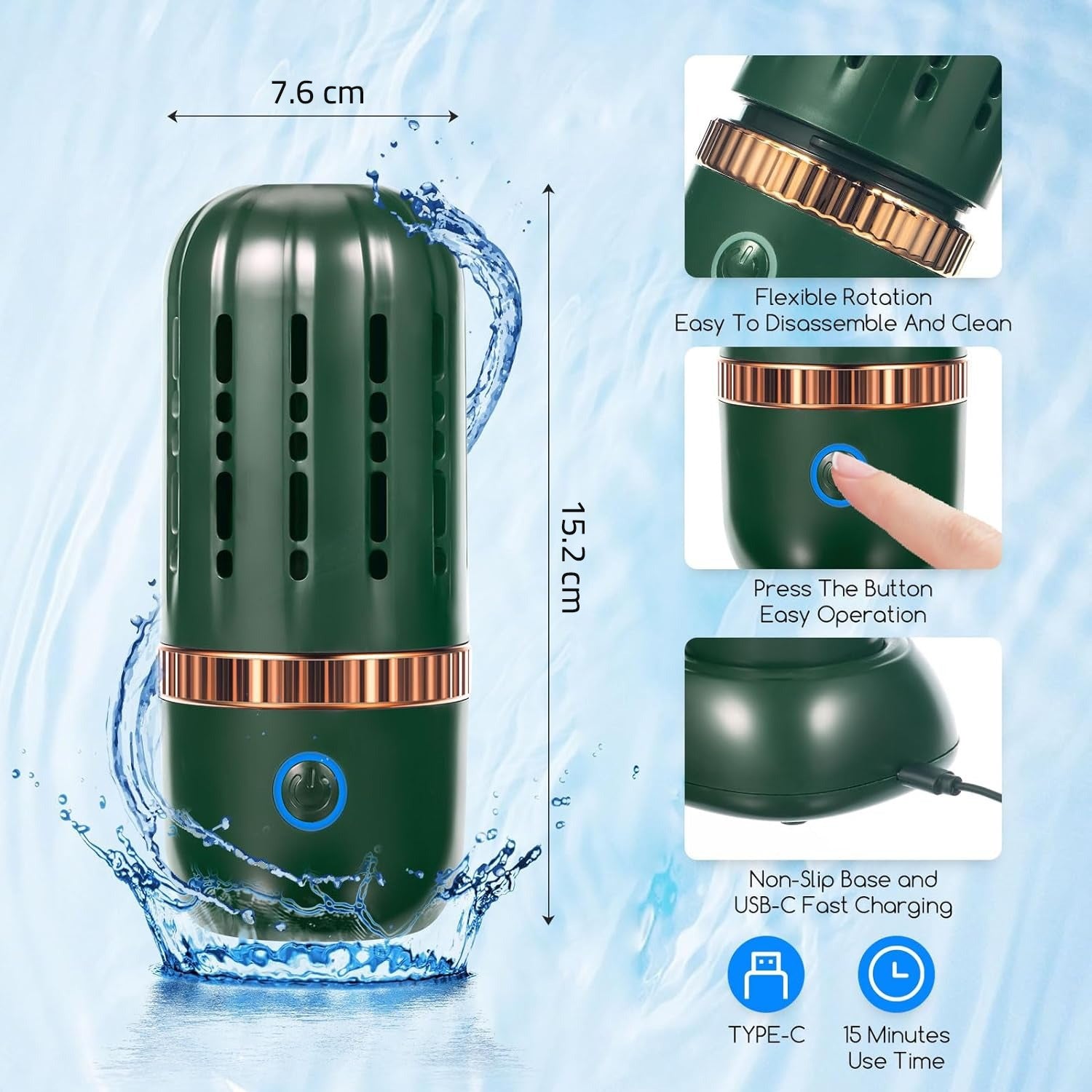 size and details of Electric Waterproof Fruit and Vegetable Washing Machine 