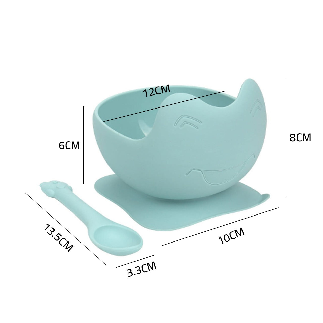 Size Of Baby Silicone Feeding Bowl With Spoon.