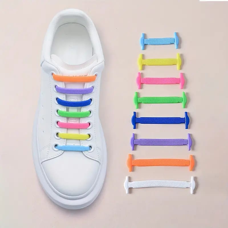 Silicone No Tie Creative Shoelaces Fixed On Shoe.