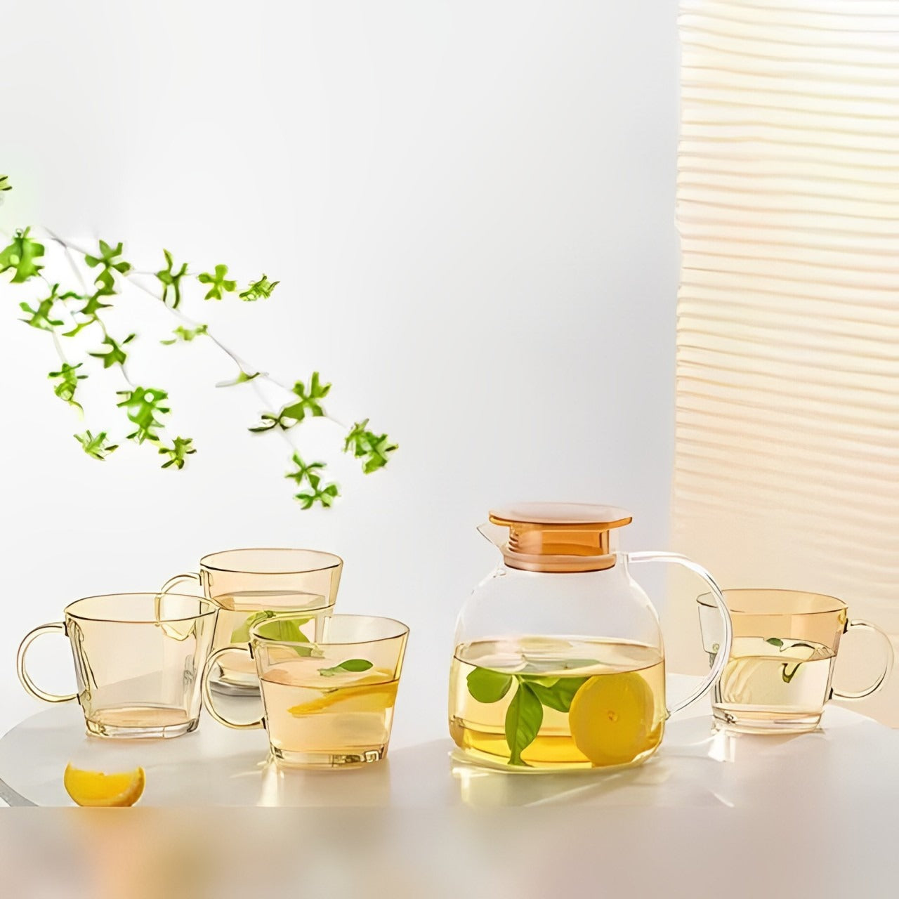 5 Pc Water Jug Cup Set.