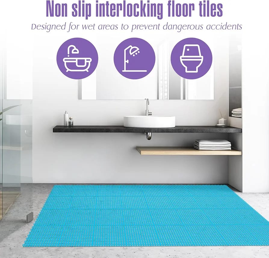 Non-Slip Bathroom Shower Mat, Mesh Square Floor Mat