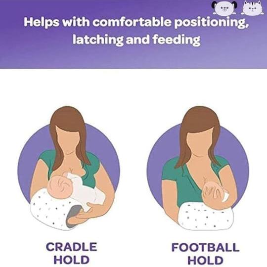 A Women is Feeding Her Baby By Wearing Baby Nursing Arm Pillow. 