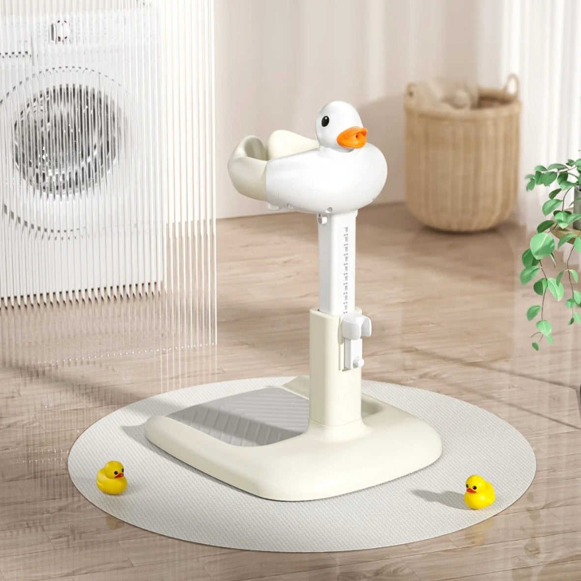Cute Duck Baby Bathing Station, Infant Bath Support Shower Stand with Anti-Slip Base