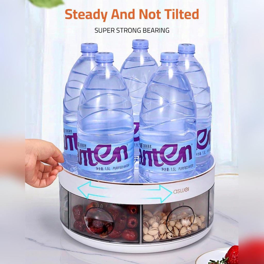 Rotating Kitchen Spice Rack, Turntable Storage Tray, Multi-Grid Seasoning Organizer with Drawer Rotating Kitchen Spice Rack, Turntable Storage Tray, Multi-Grid Seasoning Organizer with Drawer