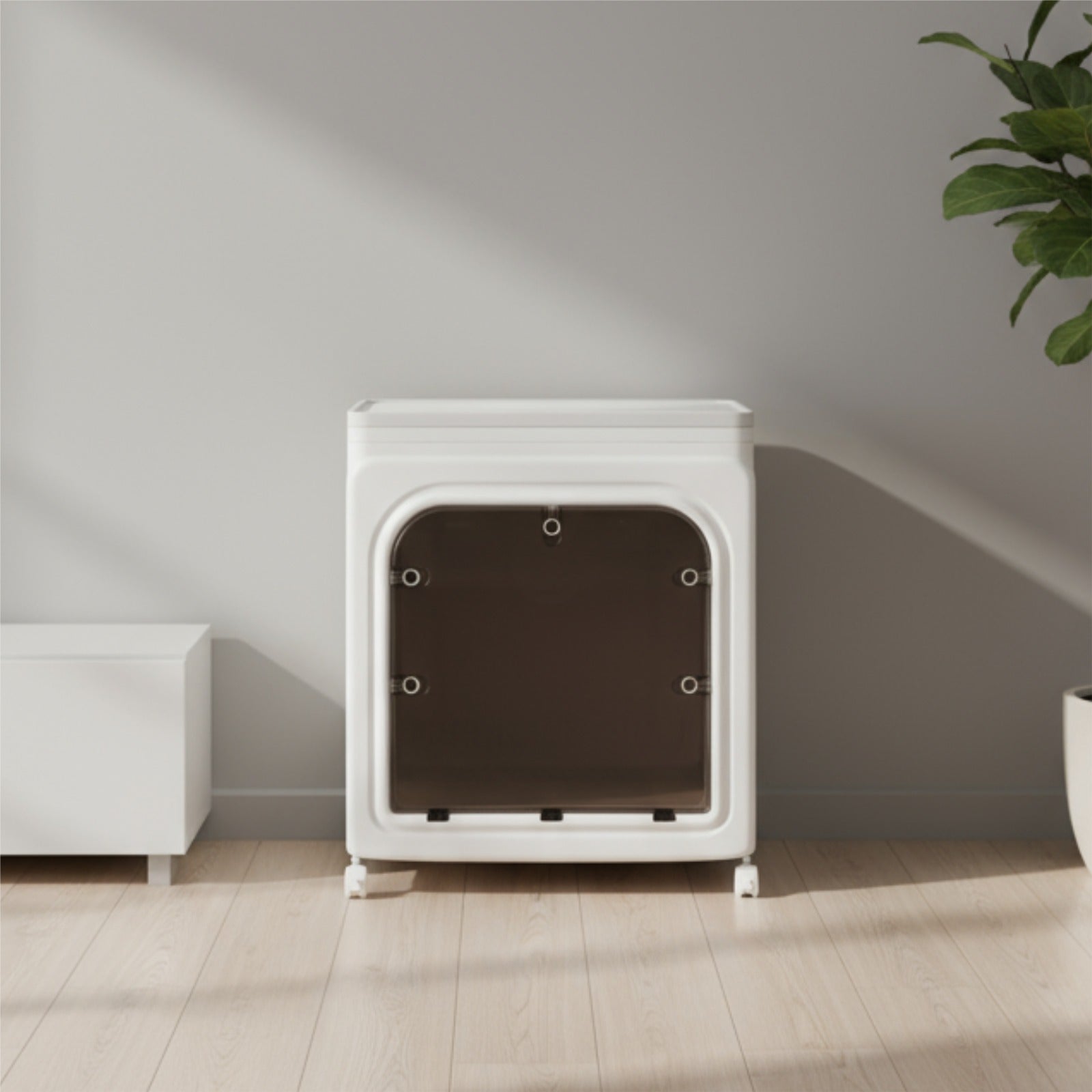 Foldable Storage Box, Stackable Organizer Bin,  Rolling Plastic Storage Cabinet