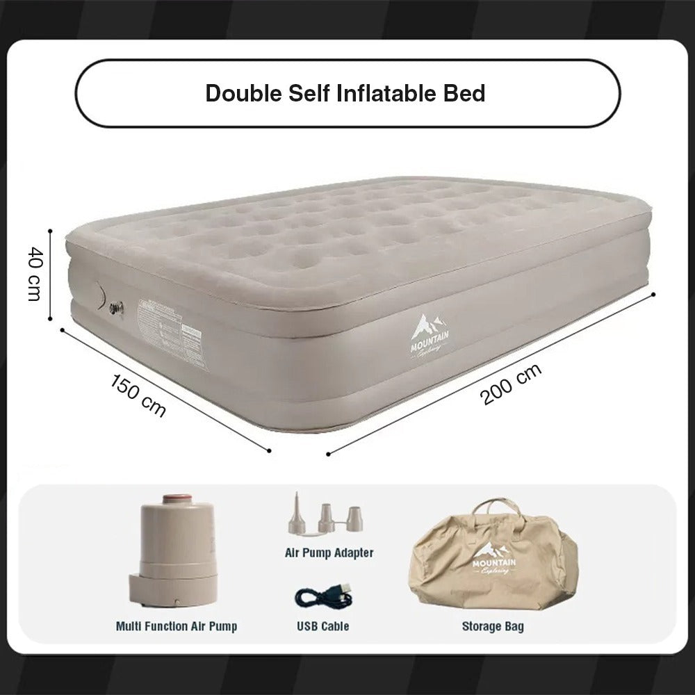 Portable Inflatable Mattress for Outdoor Camping Travel with Built-in Inflating Pump