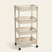 4 Tier Rolling Storage Cart, Home Multi-Purpose Basket Organizer Rack